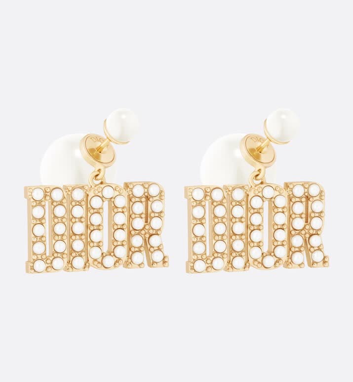 Dior Gold-tone Crystal 'DIOR' Drop Earrings Dior Gold-tone Crystal 'DIOR' Drop Earrings
