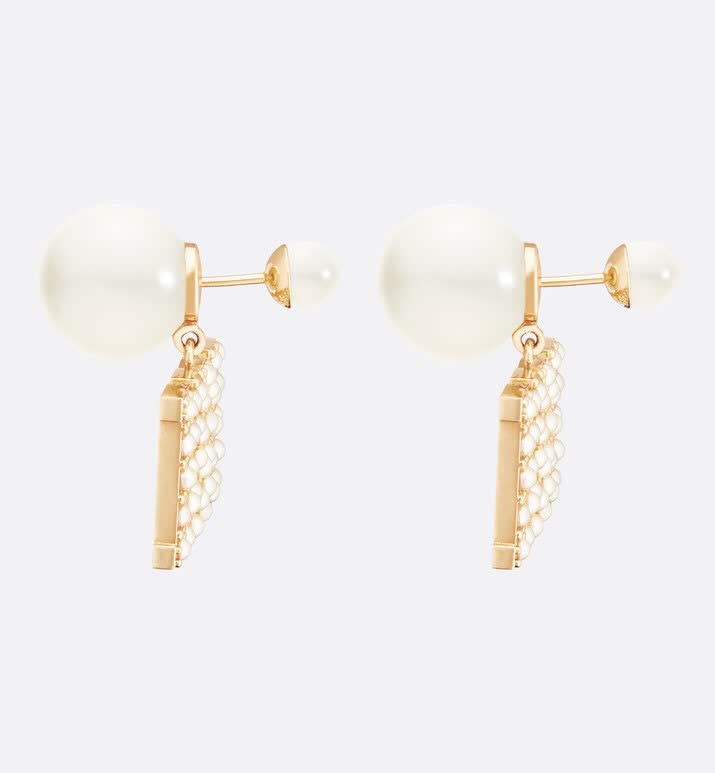 Dior Gold-tone Crystal 'DIOR' Drop Earrings