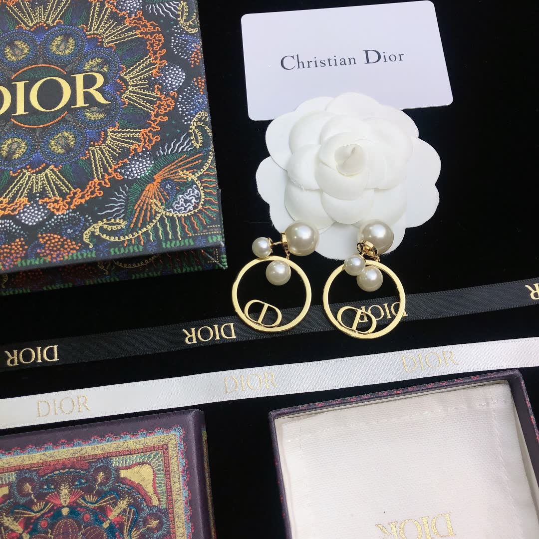 Christian Dior Pearl Hoop Earrings