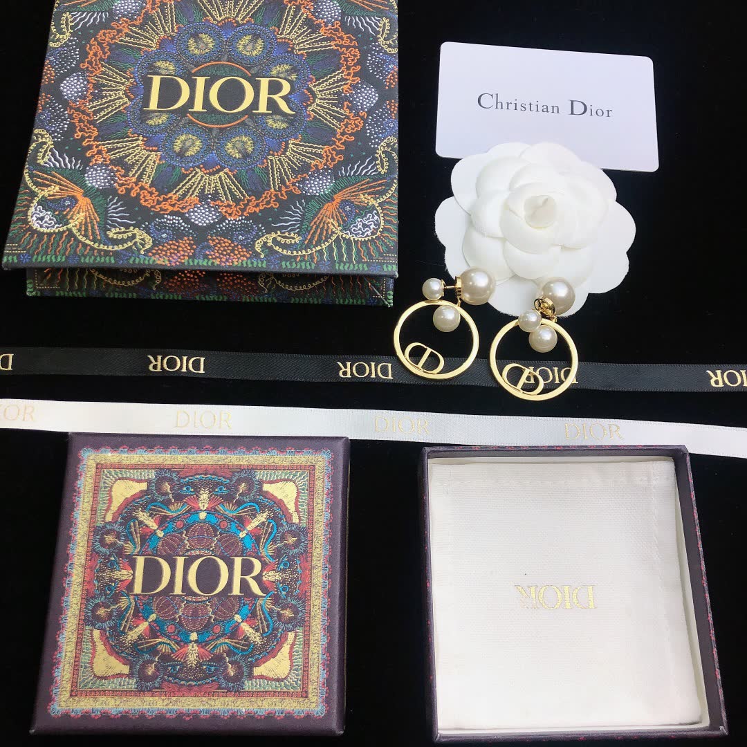 Christian Dior Pearl Hoop Earrings