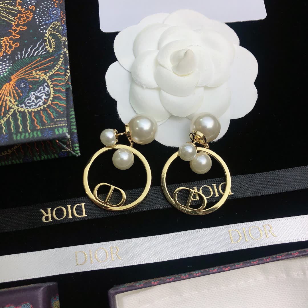 Christian Dior Pearl Hoop Earrings
