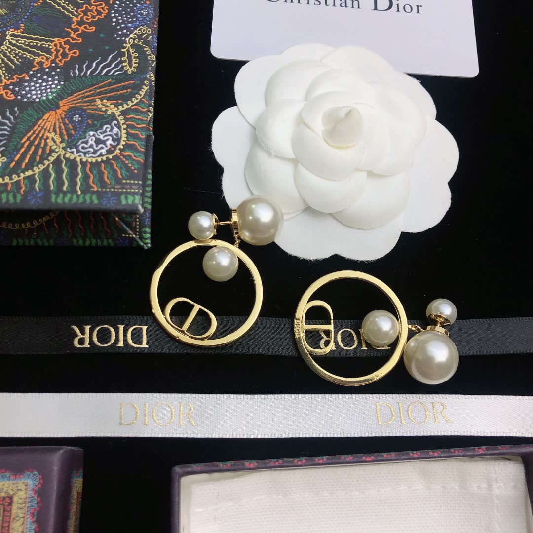 Christian Dior Pearl Hoop Earrings