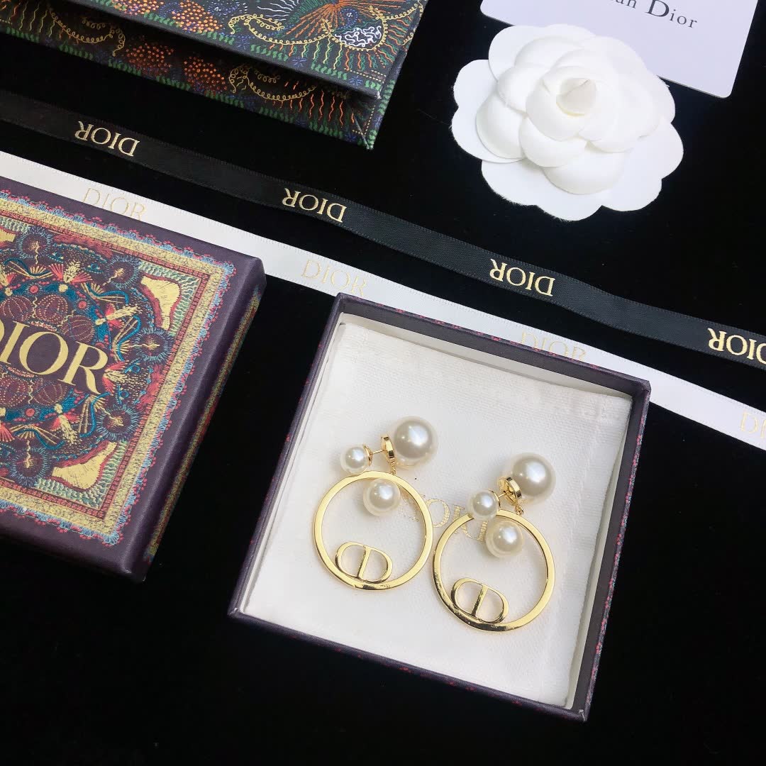 Christian Dior Pearl Hoop Earrings