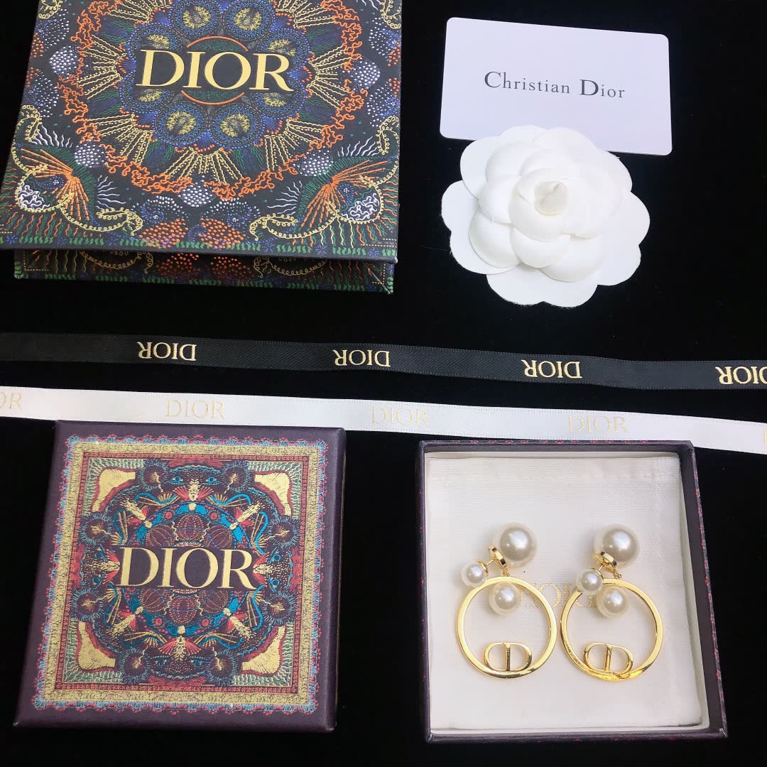 Christian Dior Pearl Hoop Earrings