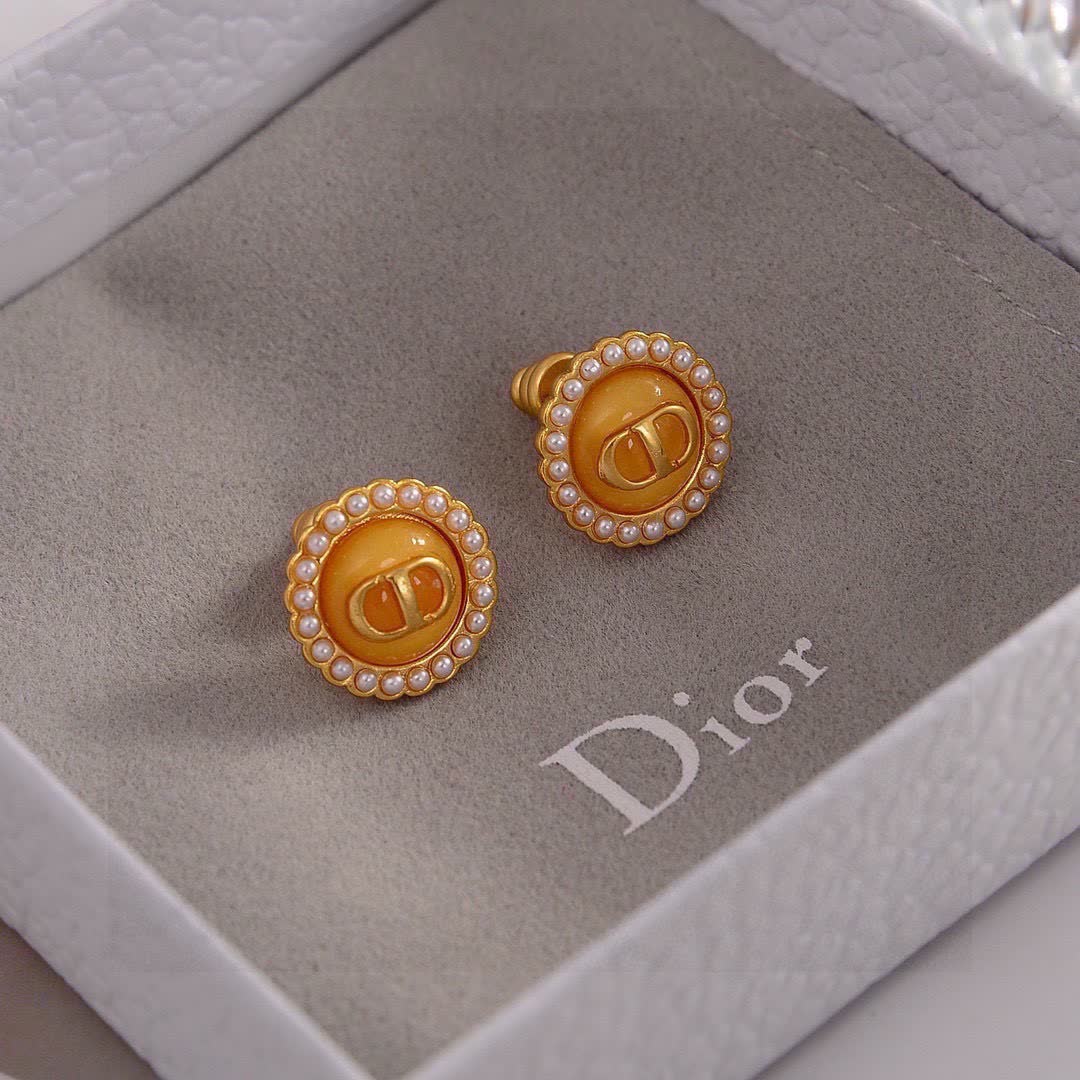 Dior Pearl & Logo Drop Earrings
