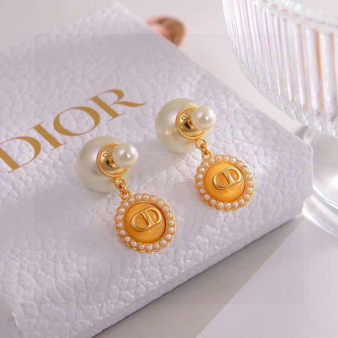 Dior Pearl & Logo Drop Earrings Dior Pearl & Logo Drop Earrings
