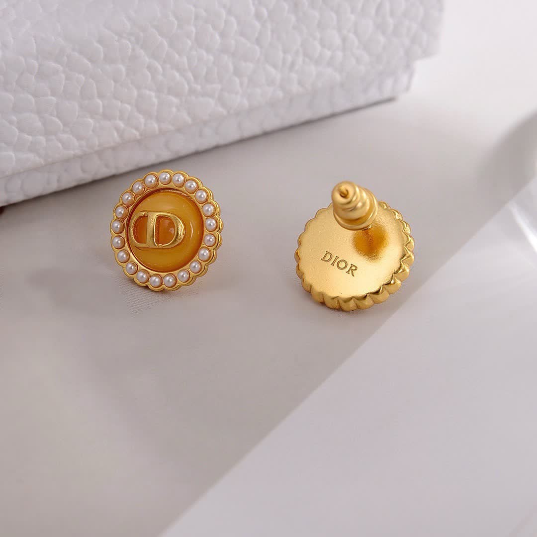 Dior Pearl & Logo Drop Earrings