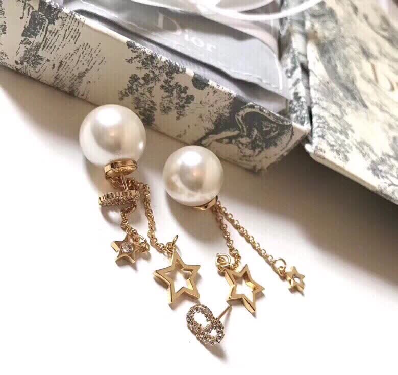 Dior Elegant Pearl and Star Earrings