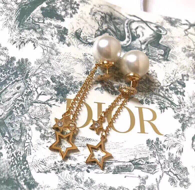 Dior Elegant Pearl and Star Earrings