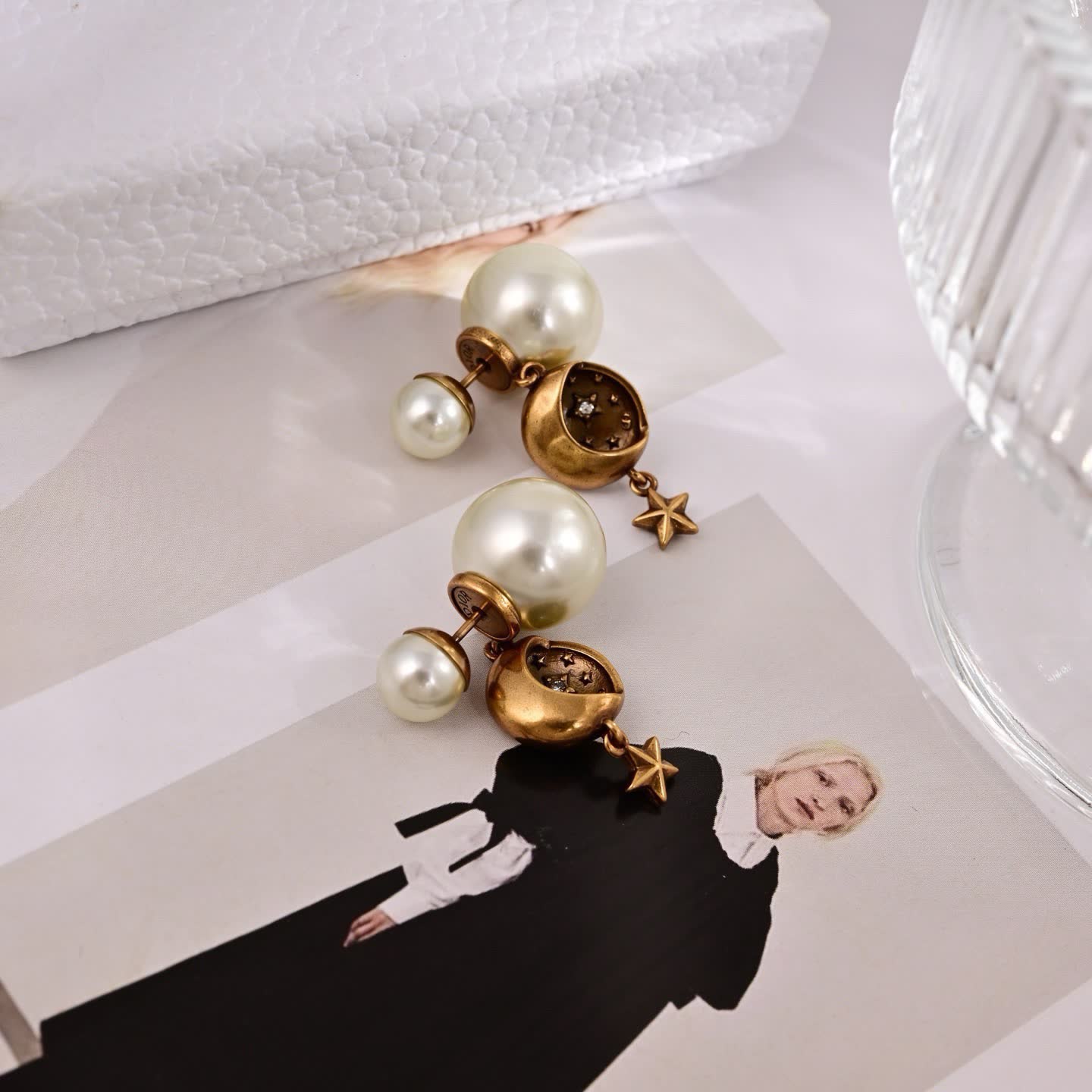 Dior Crescent Moon and Star Earrings