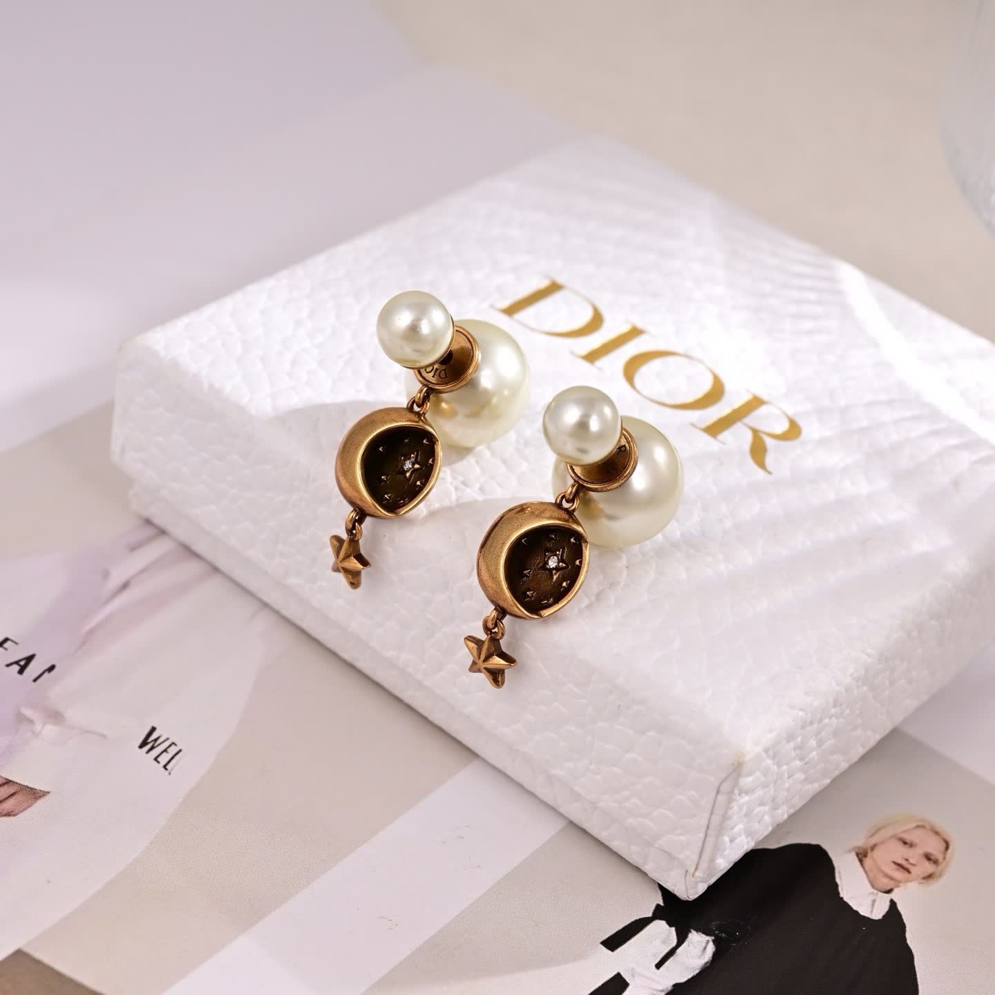 Dior Crescent Moon and Star Earrings