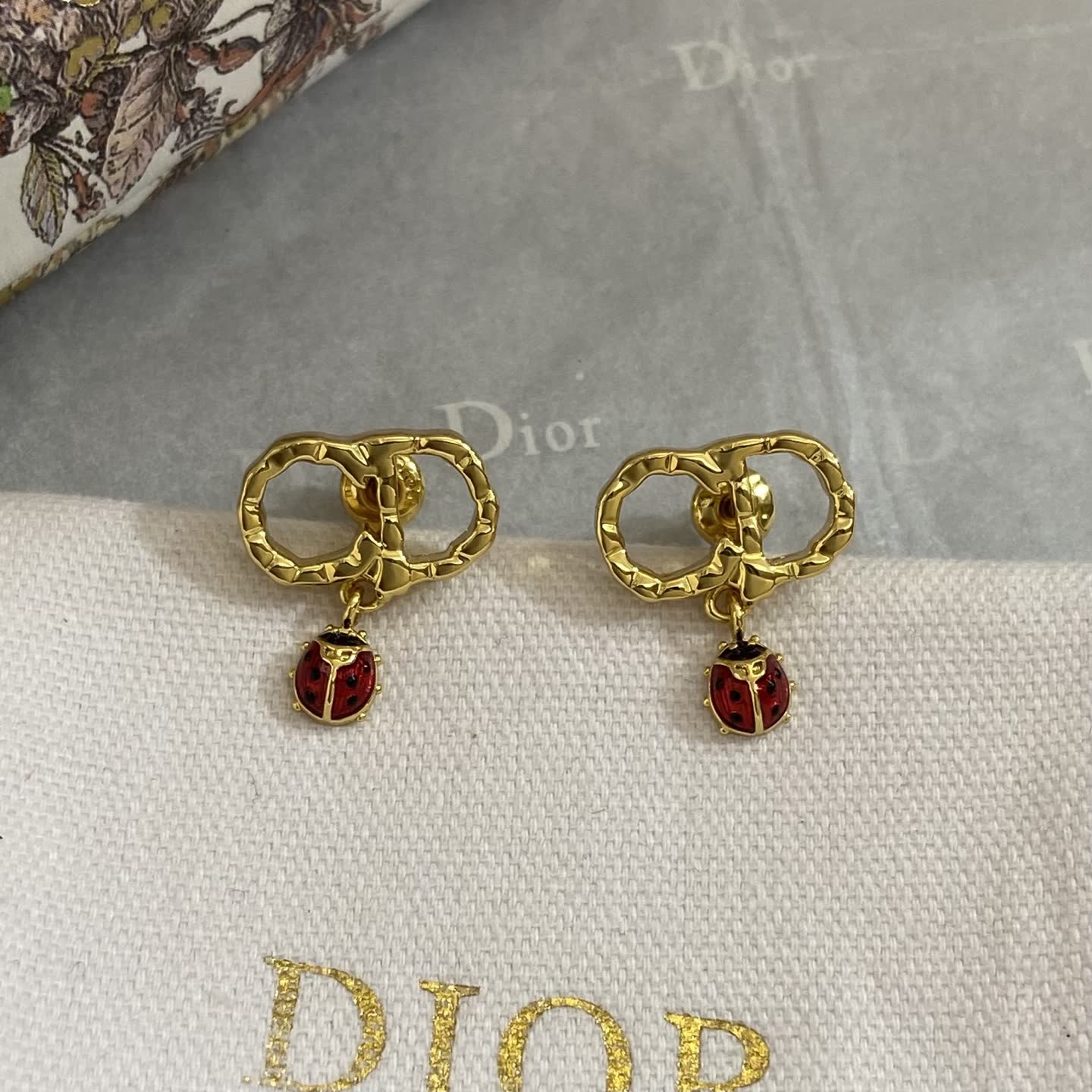 Dior Gold Tone Ladybug Earrings Dior Gold Tone Ladybug Earrings