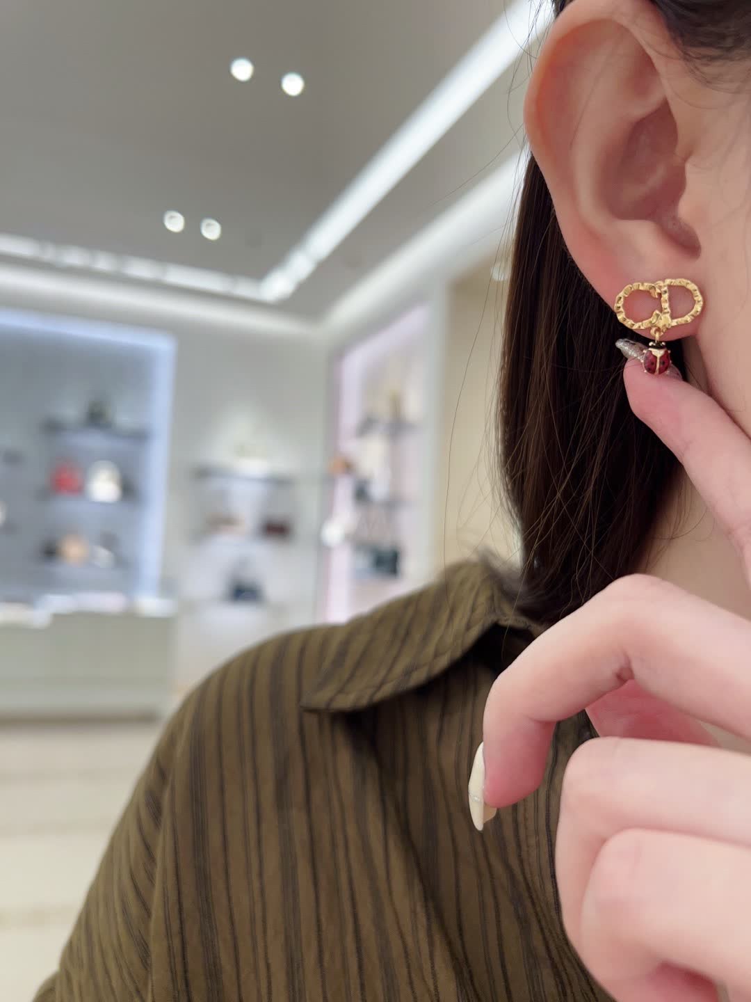 Dior Gold Tone Ladybug Earrings