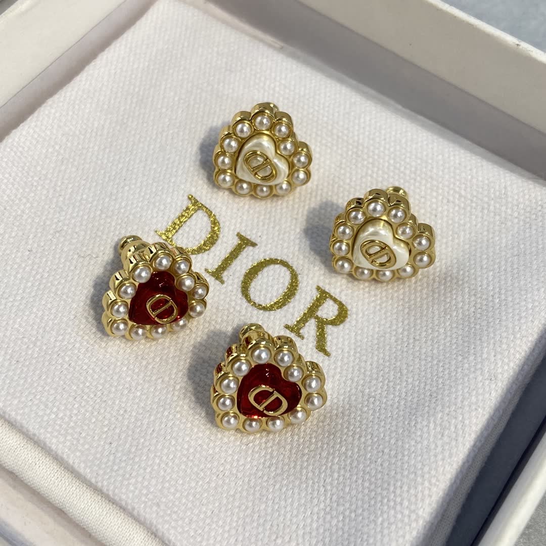 Dior Gold Heart Stud Earrings