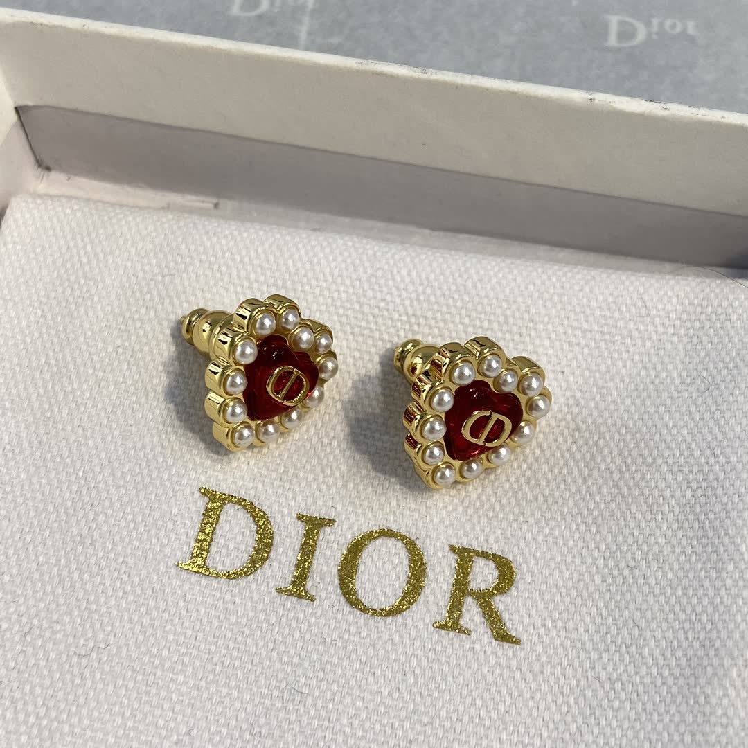 Dior Gold Heart Stud Earrings