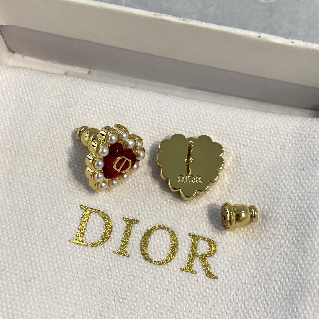 Dior Gold Heart Stud Earrings