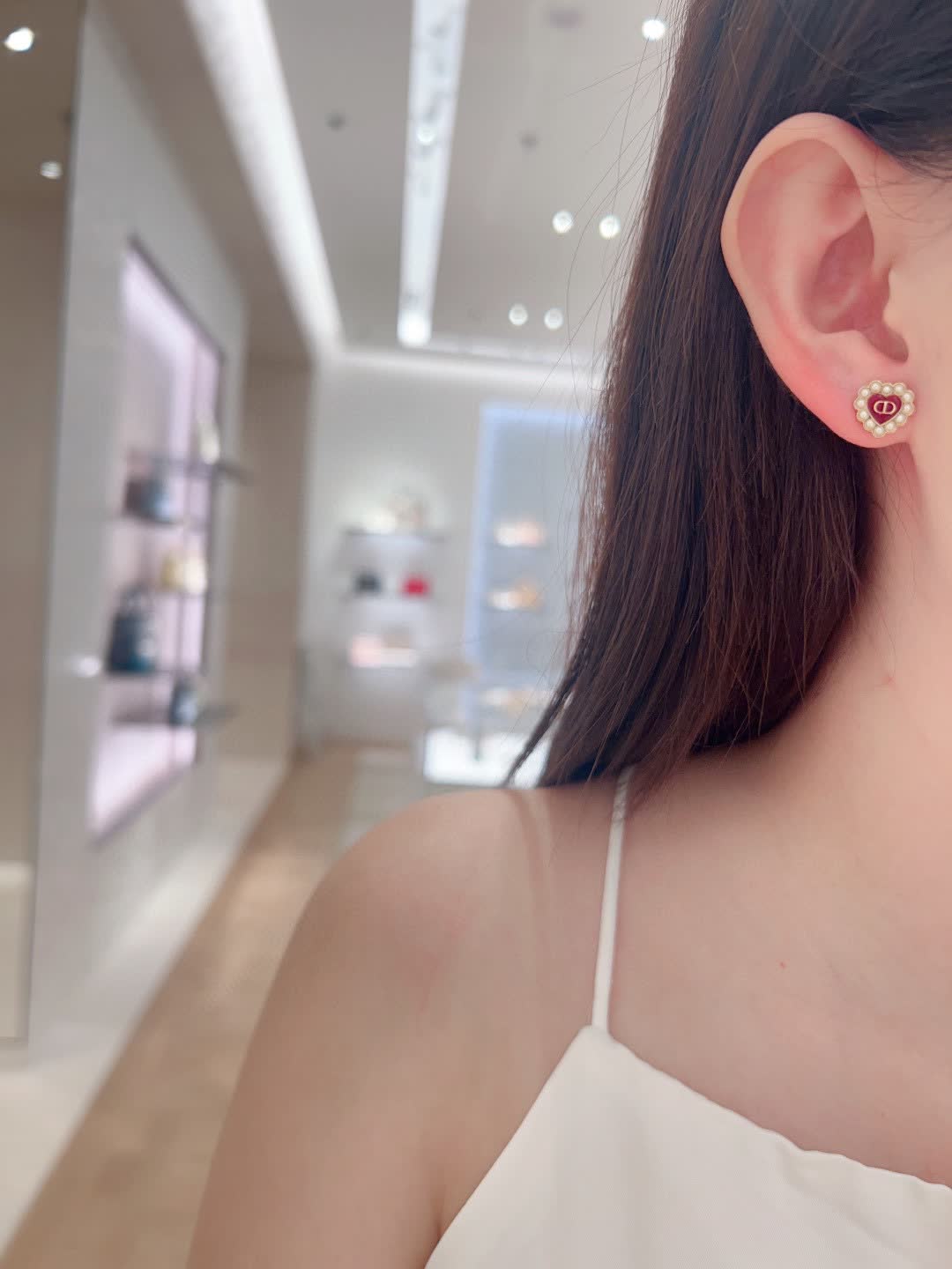 Dior Gold Heart Stud Earrings