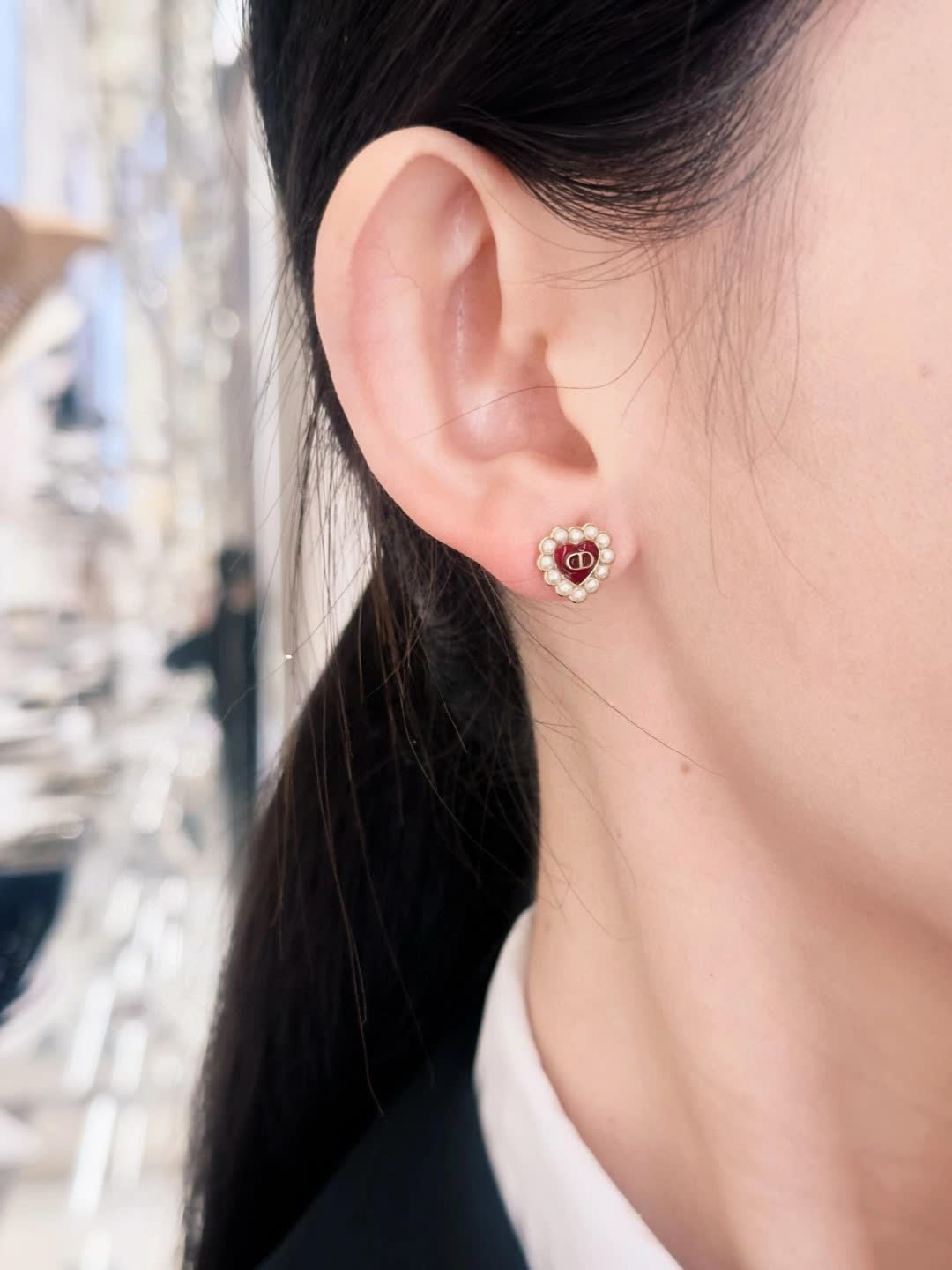 Dior Gold Heart Stud Earrings