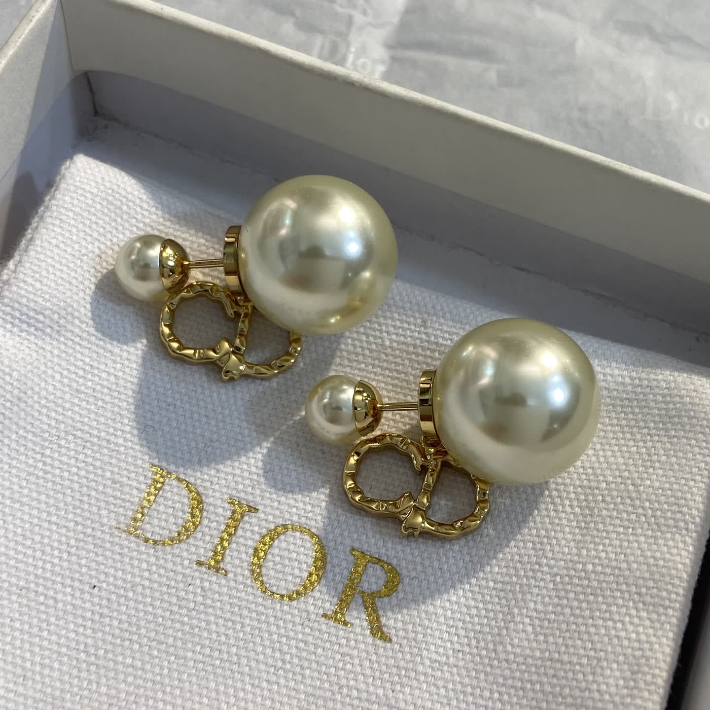 Dior Gold Tone Pearl Earrings