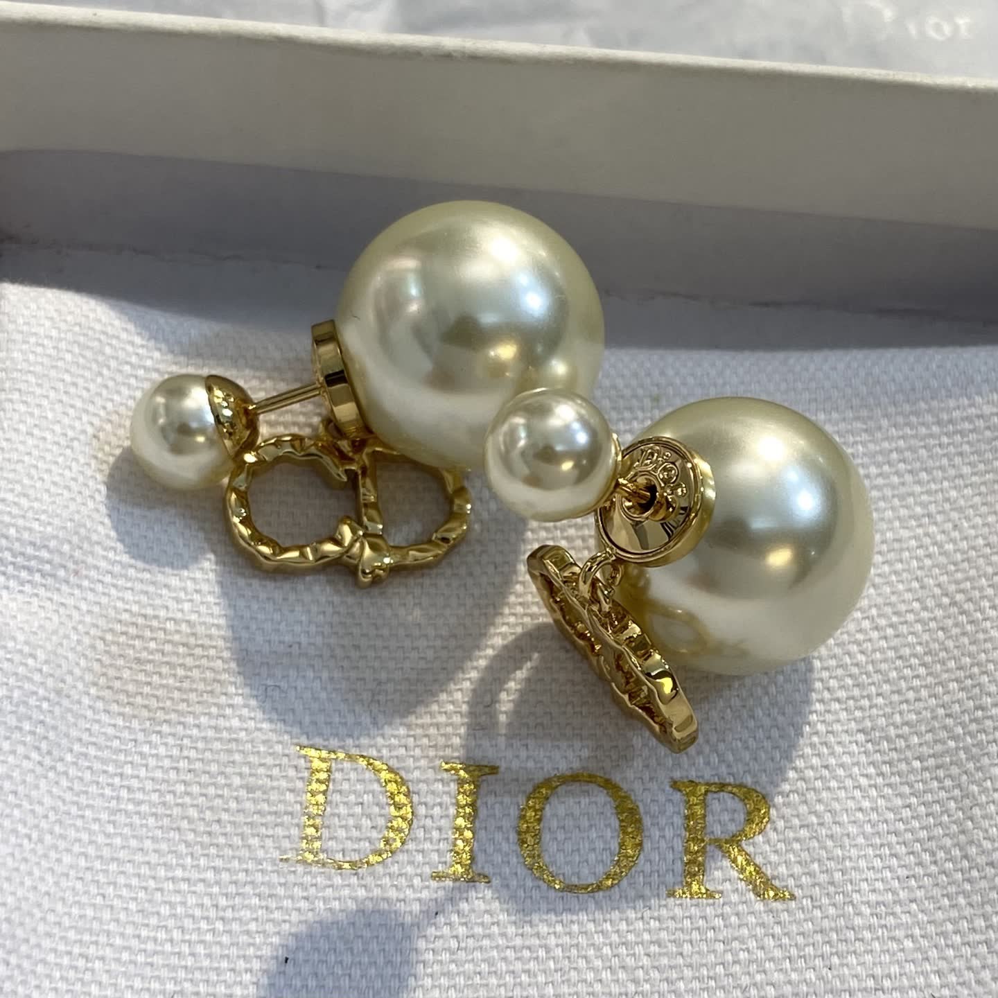Dior Gold Tone Pearl Earrings