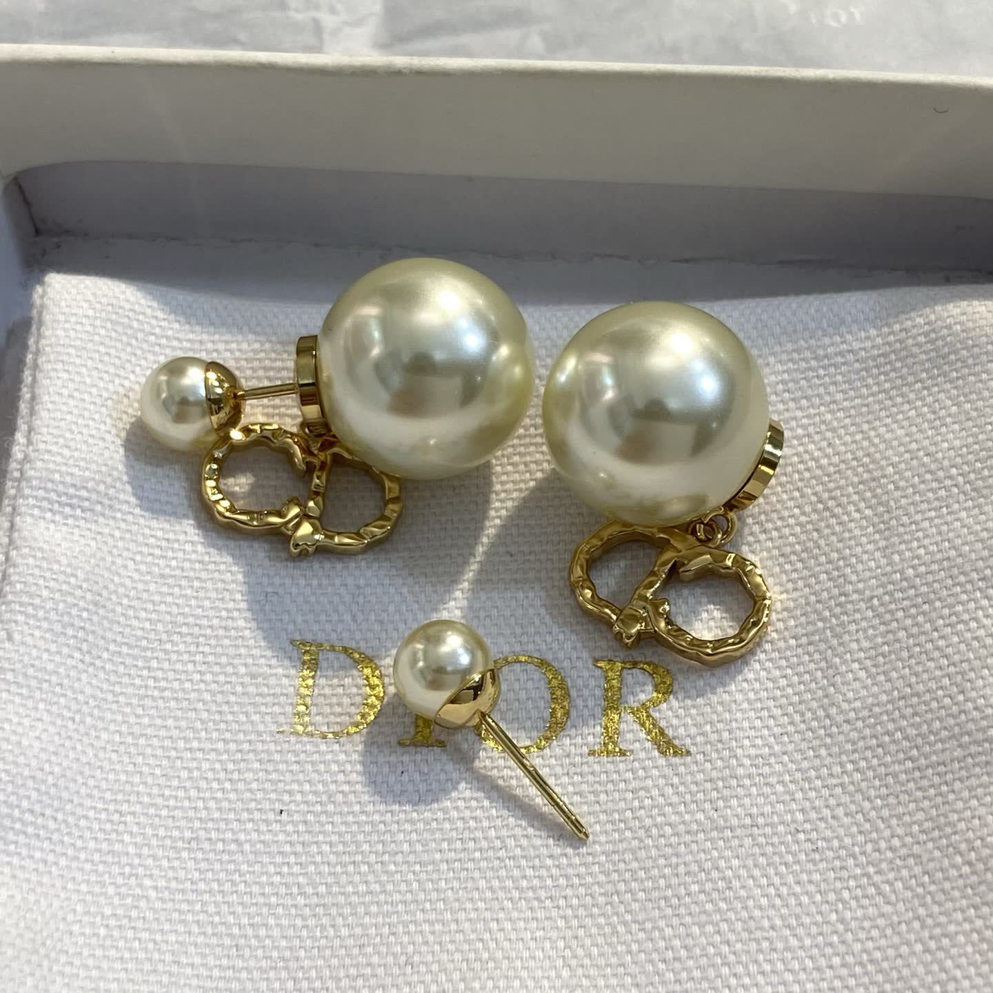 Dior Gold Tone Pearl Earrings