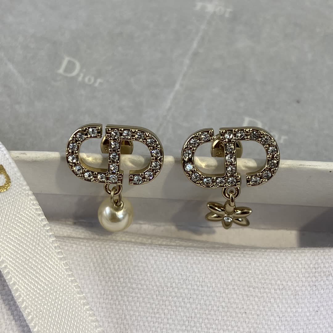 Dior CD Logo Pearl Earrings