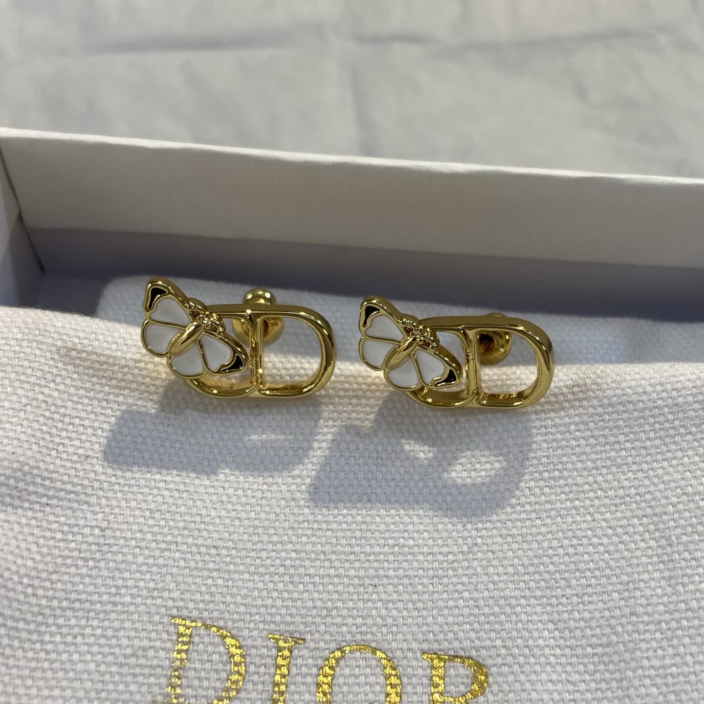 Dior Gold Tone Butterfly Stud Earrings Dior Gold Tone Butterfly Stud Earrings