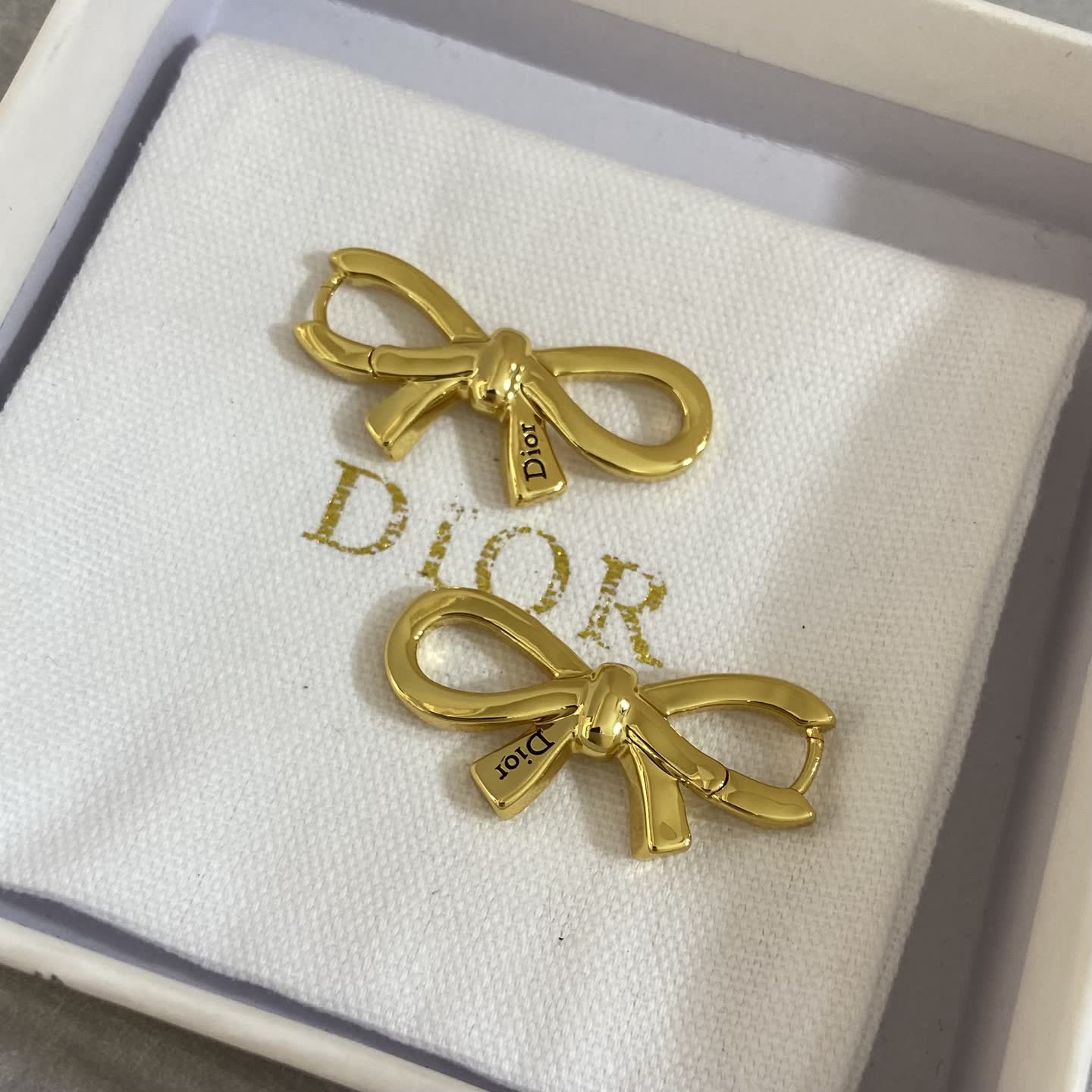 Dior Gold Bow Stud Earrings
