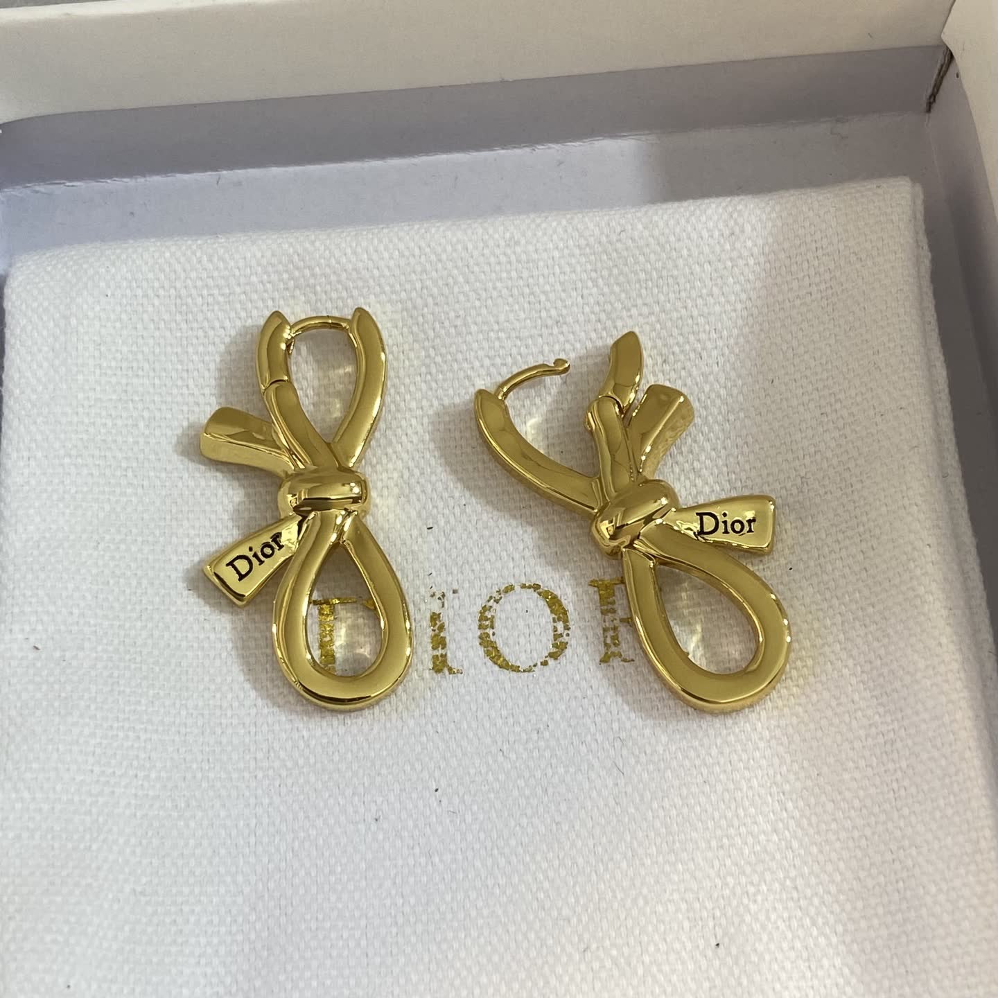 Dior Gold Bow Stud Earrings