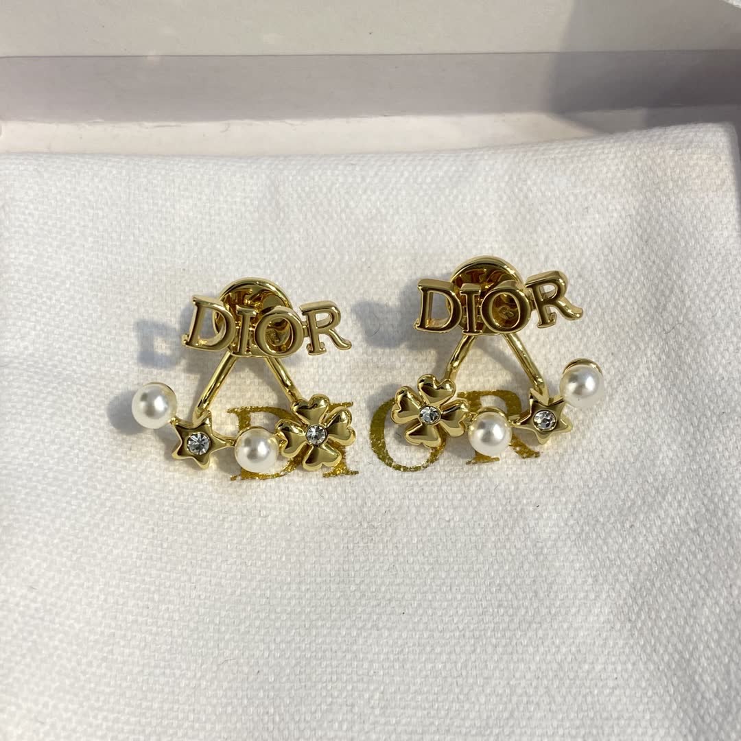 Dior Gold-Tone Pearl and Crystal Earrings Dior Gold-Tone Pearl and Crystal Earrings
