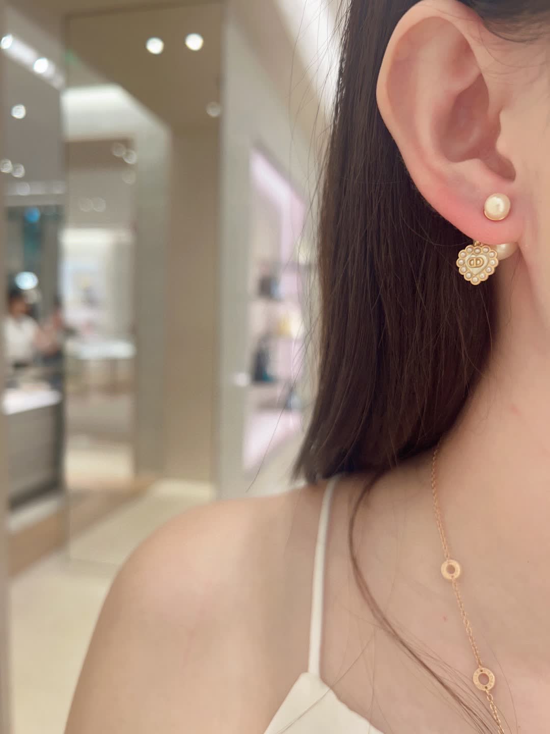 Dior Pearl Heart Earrings