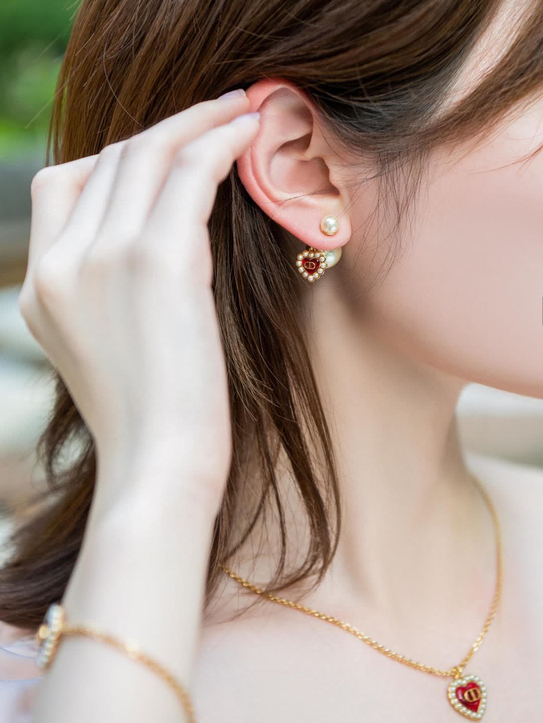 Dior Pearl Heart Earrings