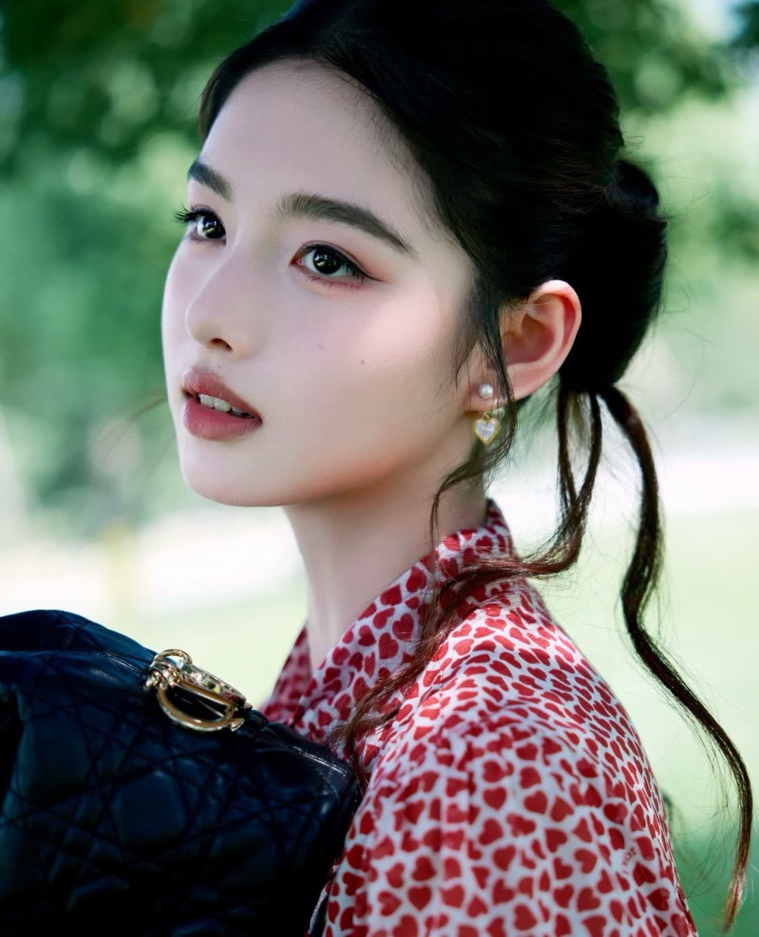 Dior Gold Pearl and Heart Earrings