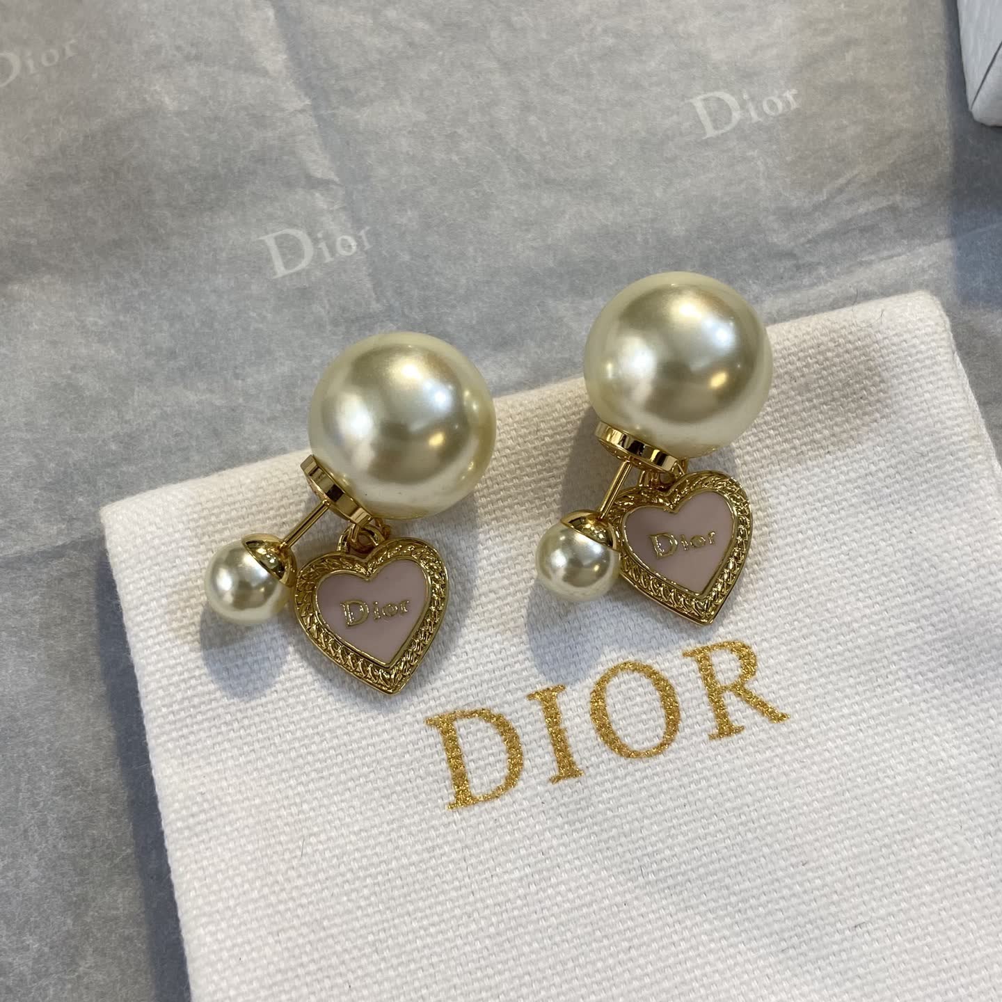 Dior Pearl Heart Earrings