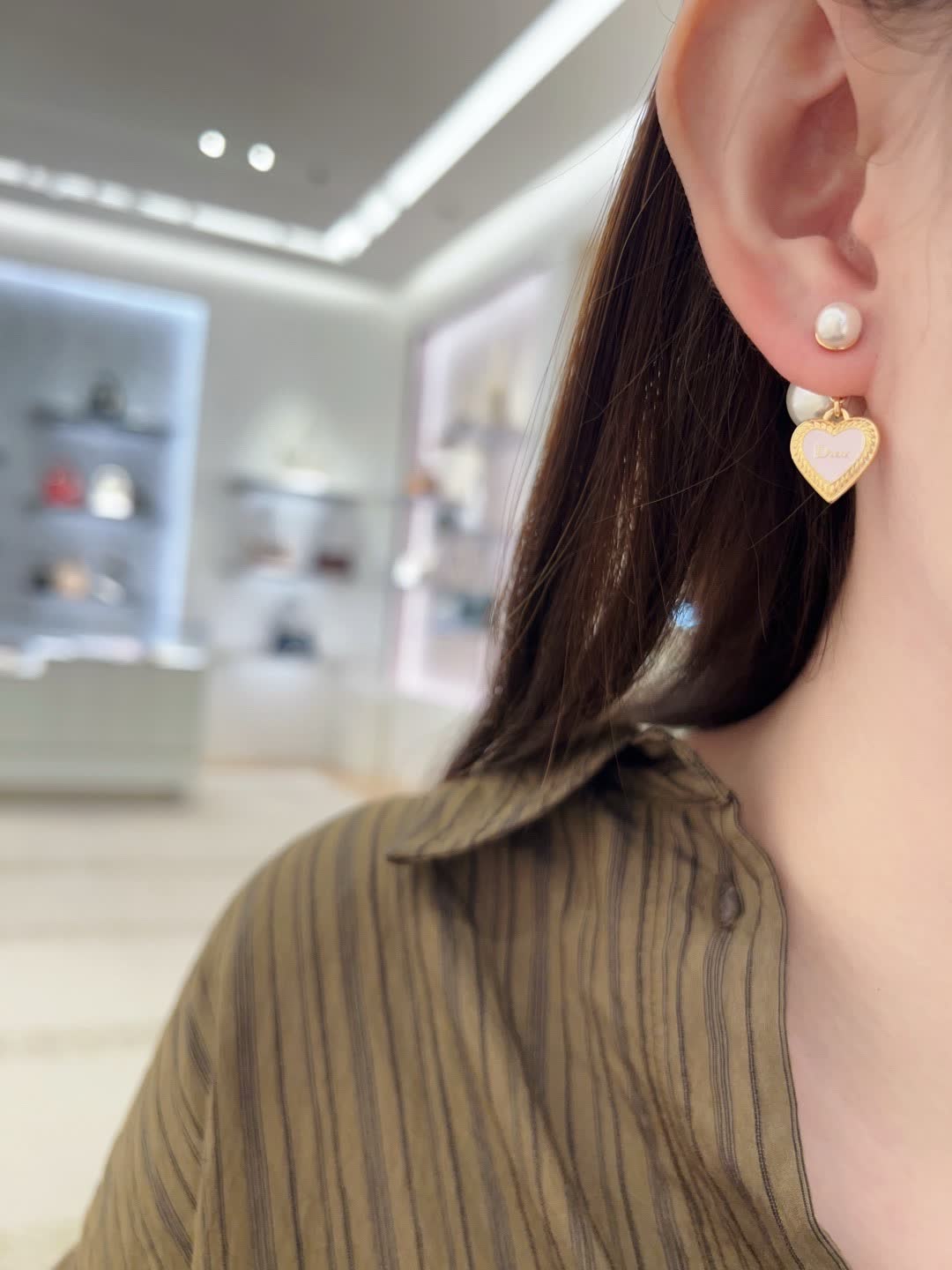 Dior Pearl Heart Earrings