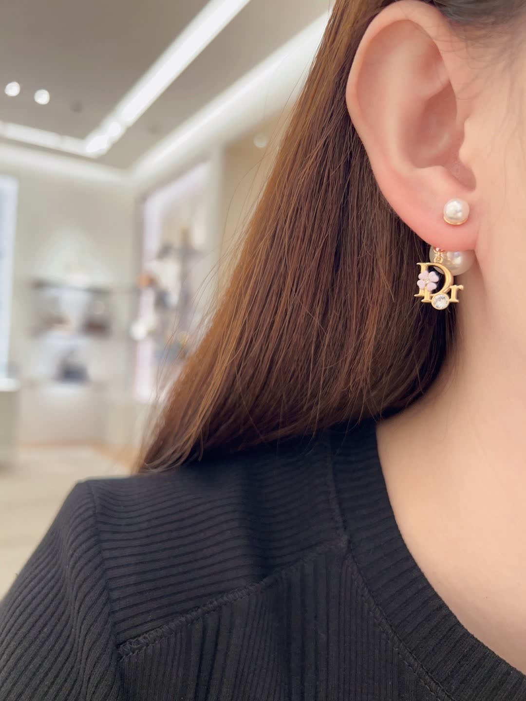 Dior Gold Pearl and Crystal Earrings