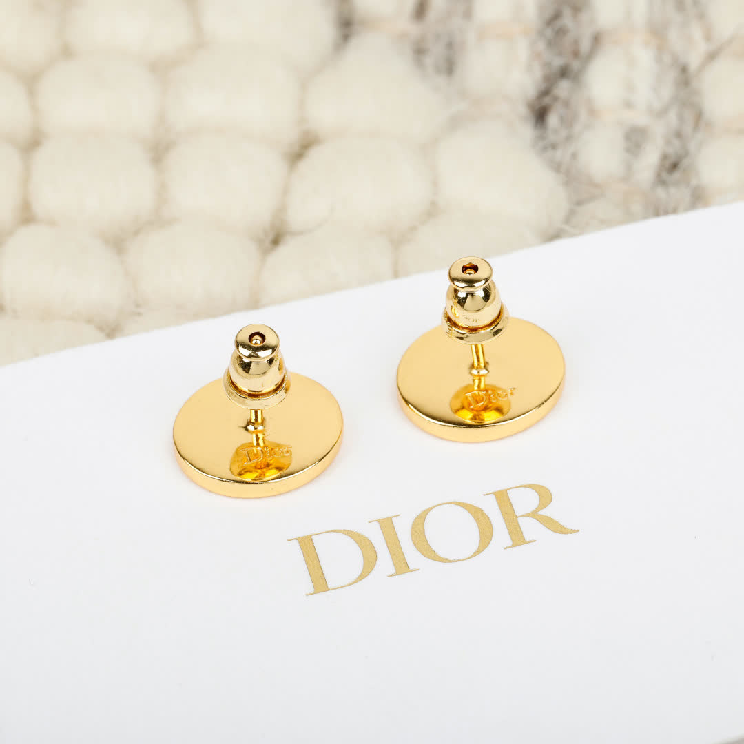 Dior Gold-Tone Earrings with Pink Stones