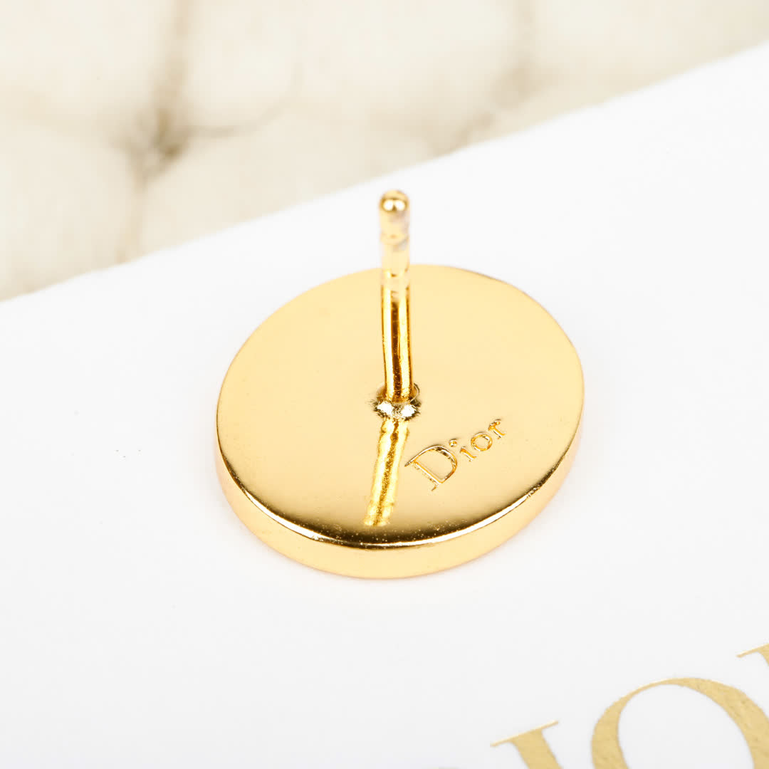 Dior Gold-Tone Earrings with Pink Stones