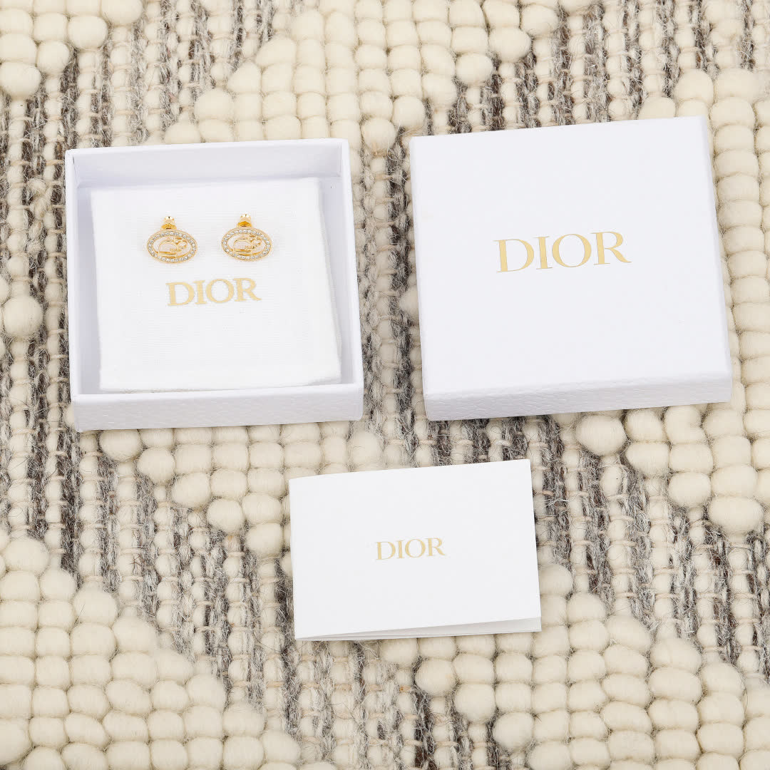 Dior Gold Tone Round Stud Earrings Dior Gold Tone Round Stud Earrings