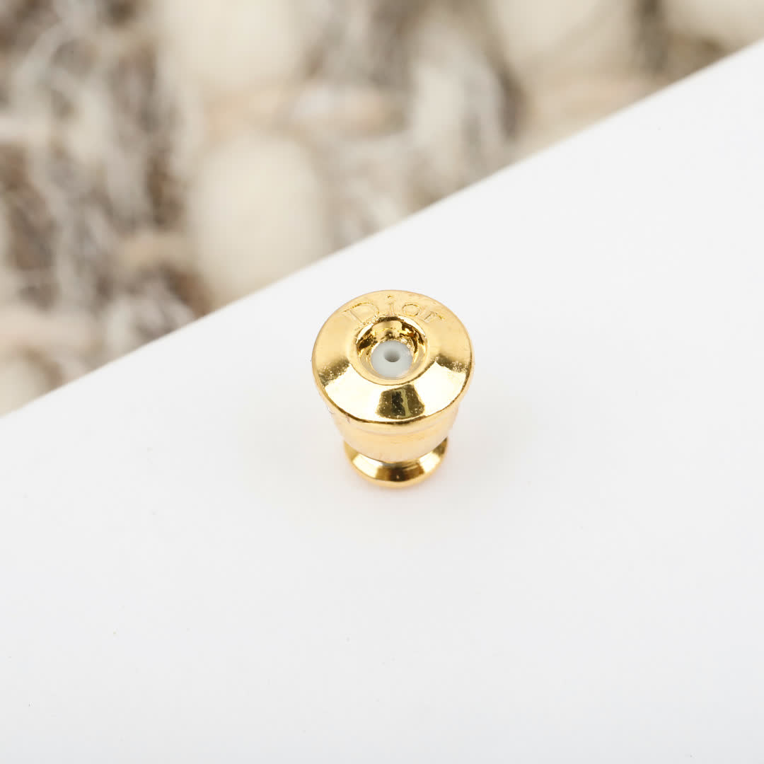 Dior Gold Tone Round Stud Earrings