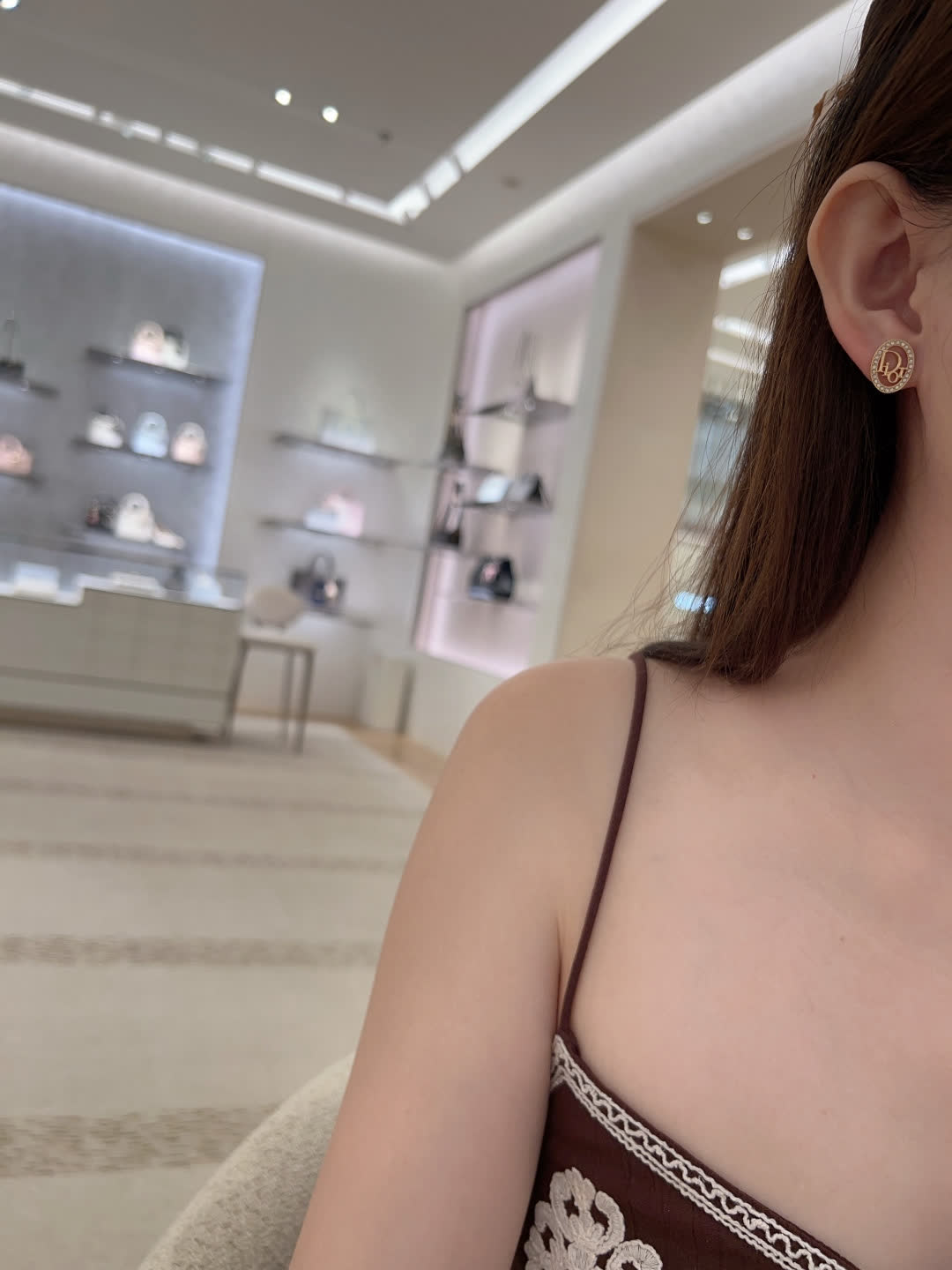 Dior Gold Tone Round Stud Earrings