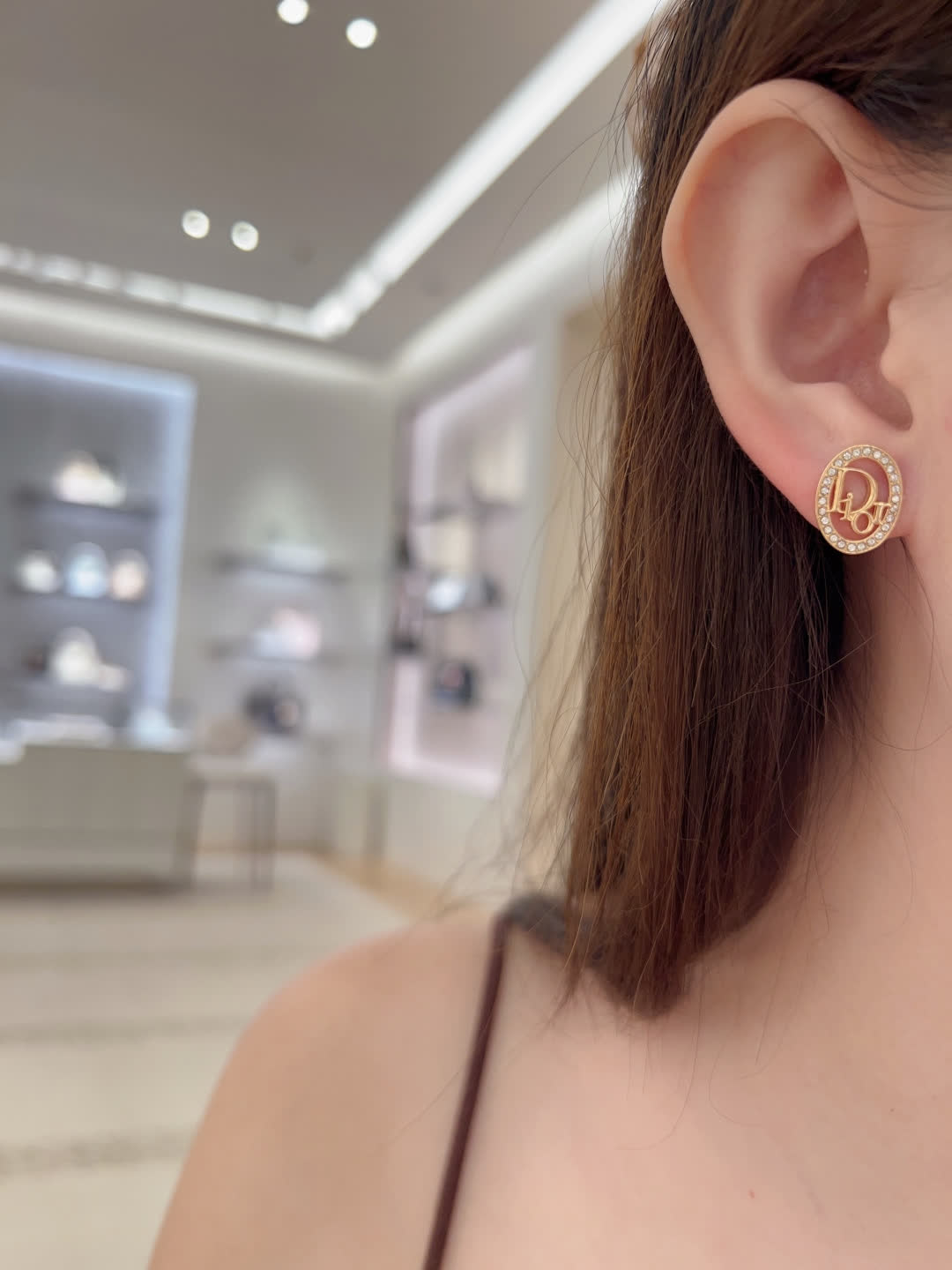 Dior Gold Tone Round Stud Earrings
