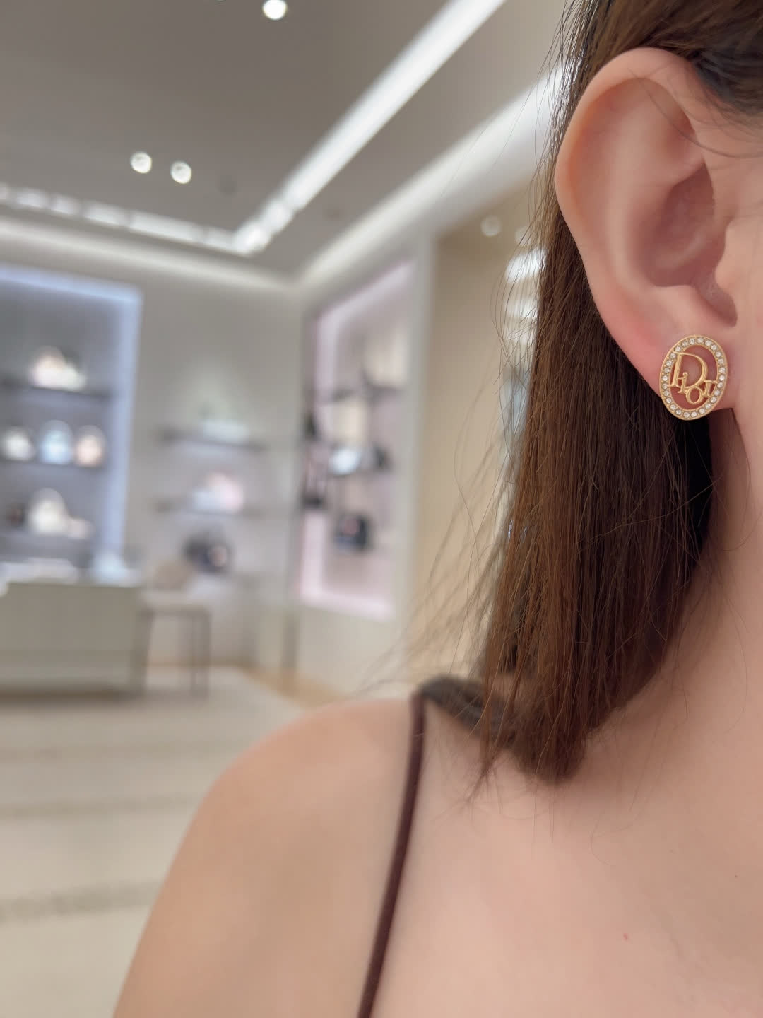 Dior Gold Tone Round Stud Earrings