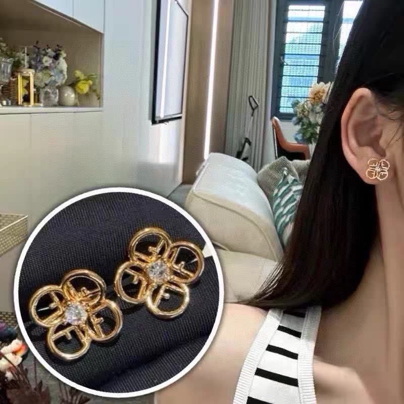 Fendi Gold-tone 'F' Stud Earrings