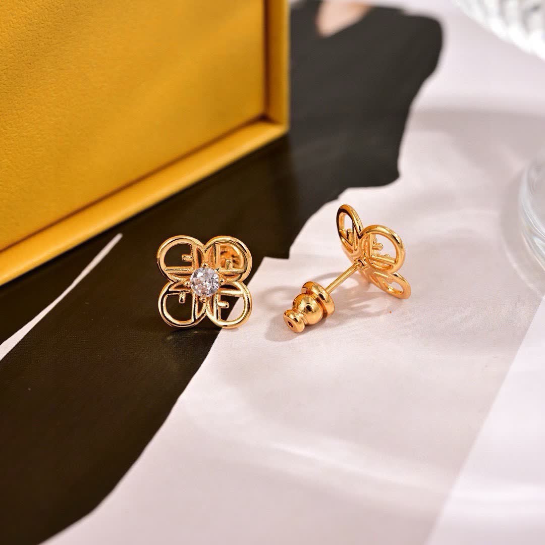 Fendi Gold-tone 'F' Stud Earrings