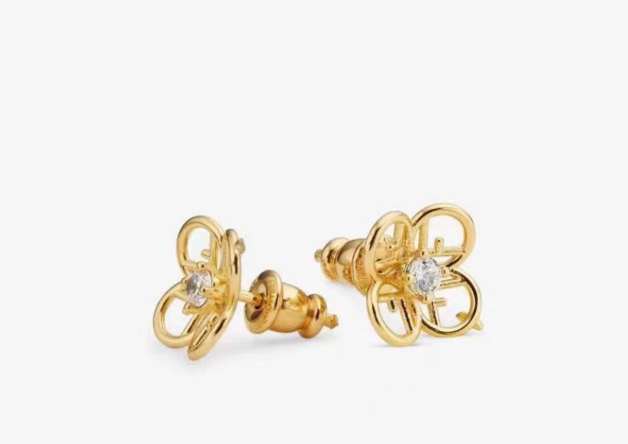 Fendi Gold-tone 'F' Stud Earrings
