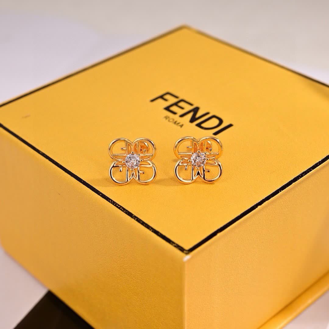 Fendi Gold-tone 'F' Stud Earrings