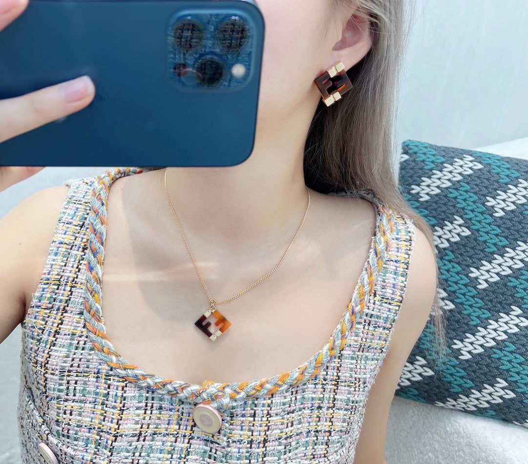Chanel H Logo Earrings and Necklace Set