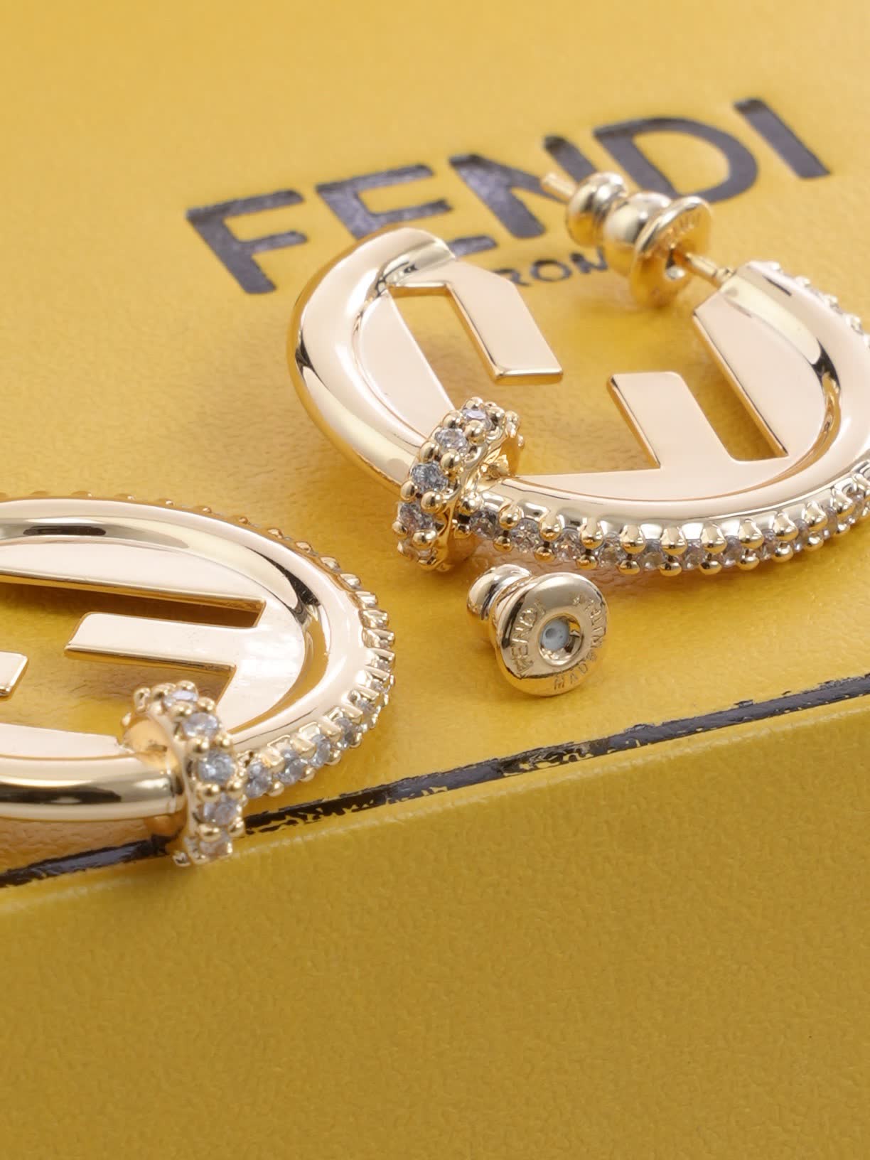 Fendi Roma Gold Tone Hoop Earrings