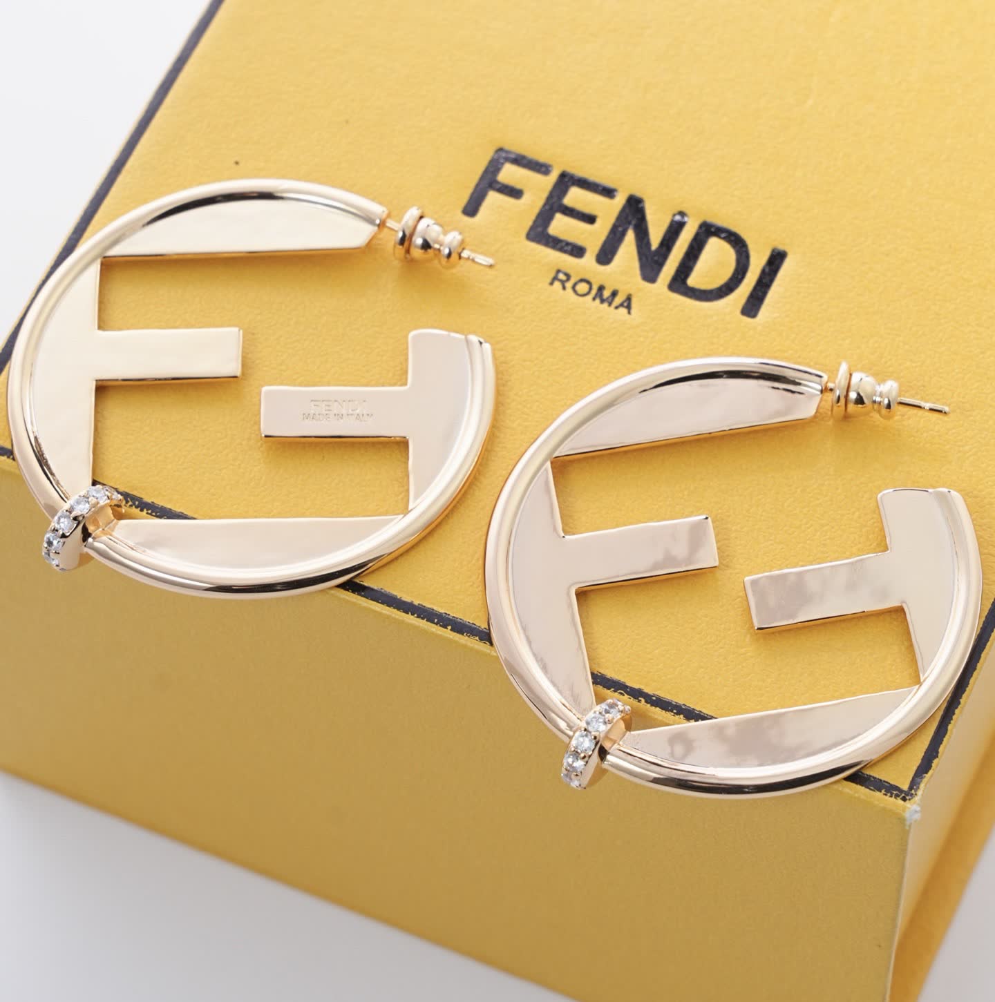 Fendi Roma Logo Hoop Earrings